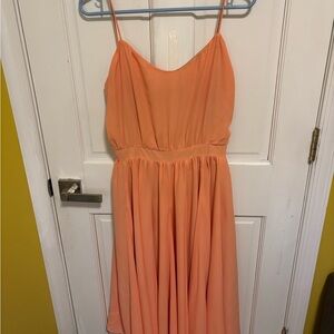 Paper Crown Coral 3/4 length Dress